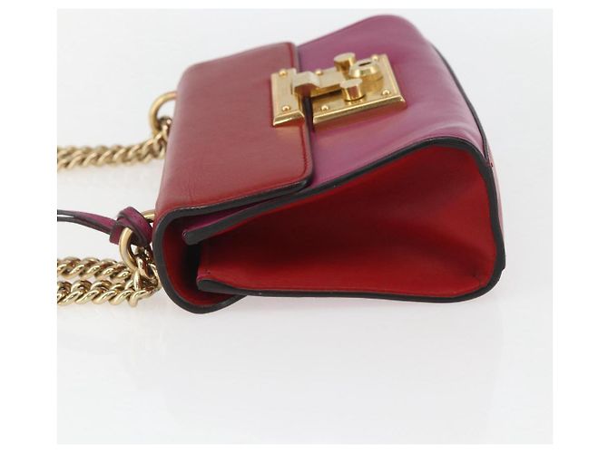 Borsa a Spalla in Pelle Rossa e Oro GUCCI 409487 Auth ka847 Rosso D'oro - vista 4