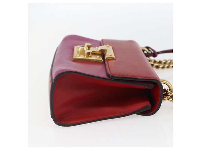 Borsa a Spalla in Pelle Rossa e Oro GUCCI 409487 Auth ka847 Rosso D'oro - vista 5