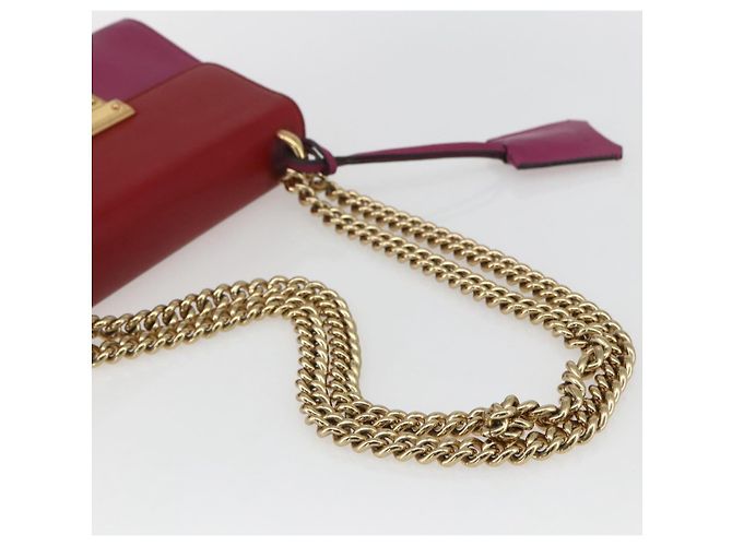 Borsa a Spalla in Pelle Rossa e Oro GUCCI 409487 Auth ka847 Rosso D'oro - vista 7