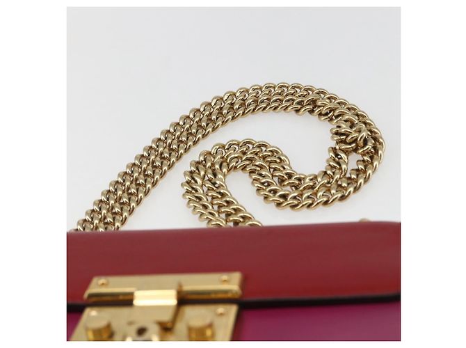 Borsa a Spalla in Pelle Rossa e Oro GUCCI 409487 Auth ka847 Rosso D'oro - vista 8