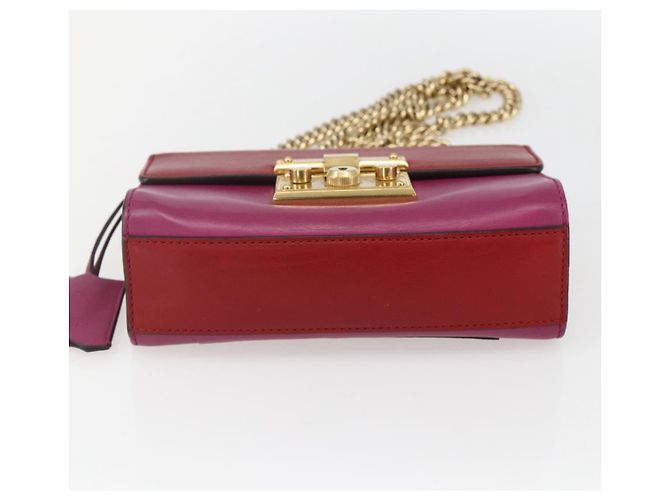 Borsa a Spalla in Pelle Rossa e Oro GUCCI 409487 Auth ka847 Rosso D'oro - vista 9