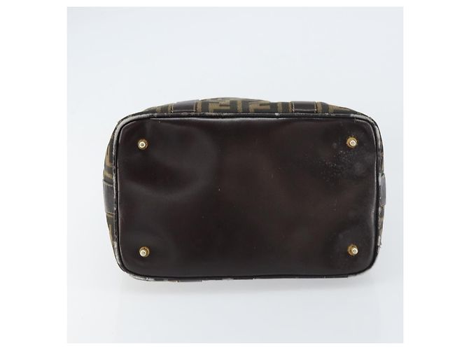 Borsa a mano in tela Zucca FENDI nera marrone oro Auth 155701 Nero D'oro - vista 10