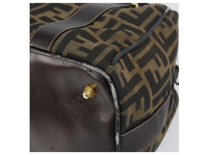 Borsa a mano in tela Zucca FENDI nera marrone oro Auth 155701 Nero D'oro - vista 11