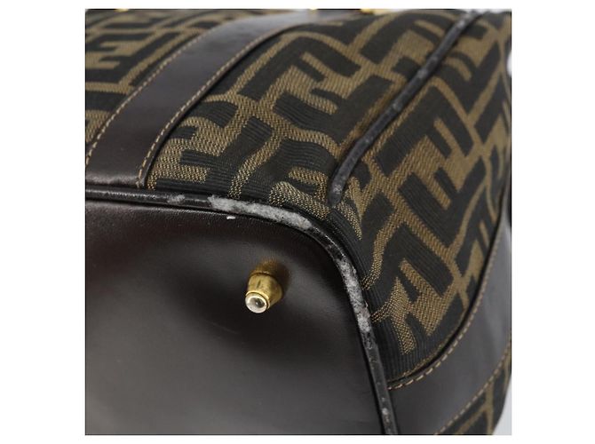 Borsa a mano in tela Zucca FENDI nera marrone oro Auth 155701 Nero D'oro - vista 13