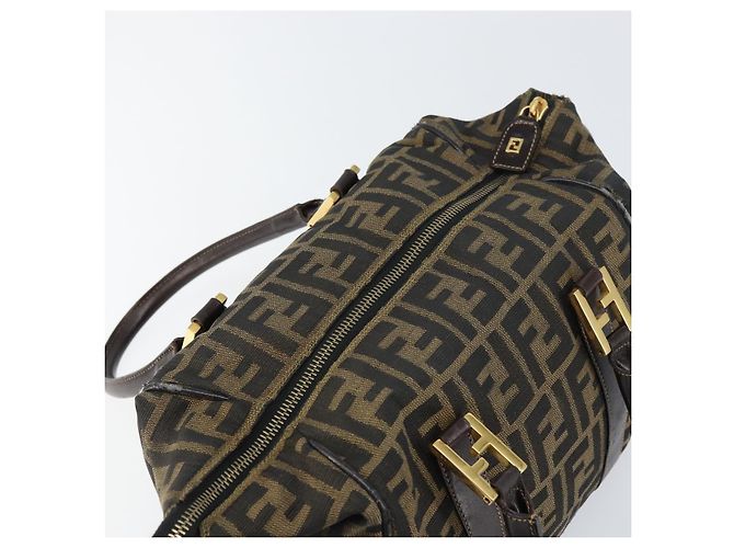 Borsa a mano in tela Zucca FENDI nera marrone oro Auth 155701 Nero D'oro - vista 16