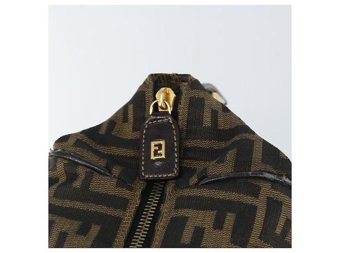 Borsa a mano in tela Zucca FENDI nera marrone oro Auth 155701 Nero D'oro - vista 17