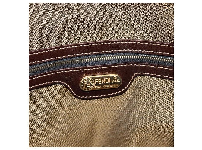 Borsa a mano in tela Zucca FENDI nera marrone oro Auth 155701 Nero D'oro - vista 18