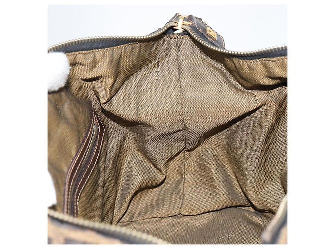 Borsa a mano in tela Zucca FENDI nera marrone oro Auth 155701 Nero D'oro - vista 20