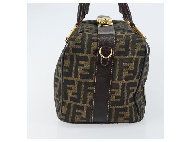Borsa a mano in tela Zucca FENDI nera marrone oro Auth 155701 Nero D'oro - vista 4