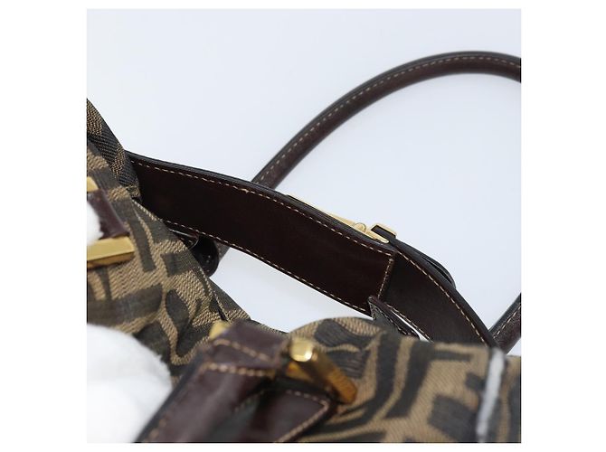 Borsa a mano in tela Zucca FENDI nera marrone oro Auth 155701 Nero D'oro - vista 7