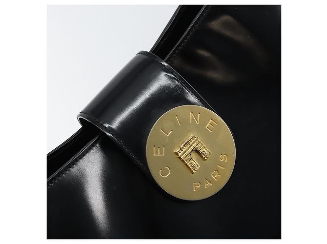 Céline Borsa a Spalla CELINE Smalto Nero Oro Auth ep12376 D'oro - vista 14