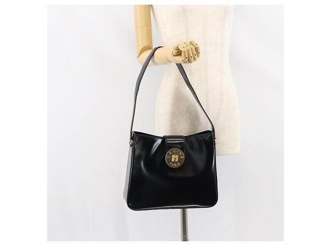 Céline Borsa a Spalla CELINE Smalto Nero Oro Auth ep12376 D'oro - vista 21