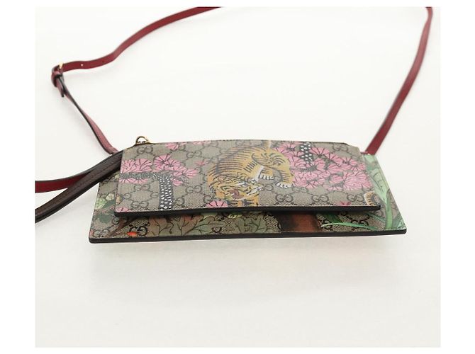 Gucci Borsa a fiori GG Supreme Bengal Tiger in PVC beige e oro 454111 Auth 154913SAM D'oro - vista 10