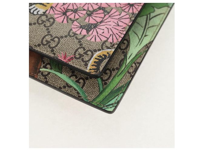 Gucci Borsa a fiori GG Supreme Bengal Tiger in PVC beige e oro 454111 Auth 154913SAM D'oro - vista 12