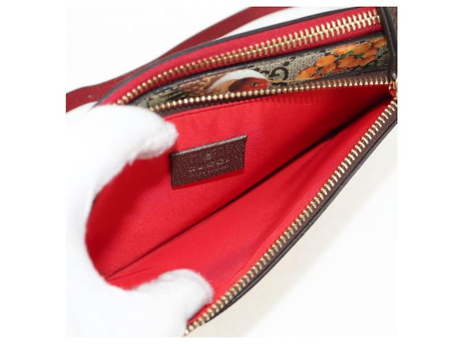 Gucci Borsa a fiori GG Supreme Bengal Tiger in PVC beige e oro 454111 Auth 154913SAM D'oro - vista 17