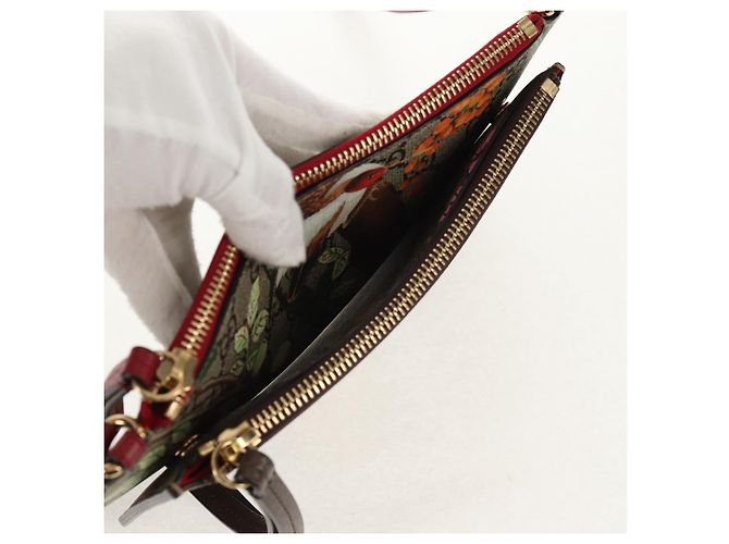 Gucci Borsa a fiori GG Supreme Bengal Tiger in PVC beige e oro 454111 Auth 154913SAM D'oro - vista 23