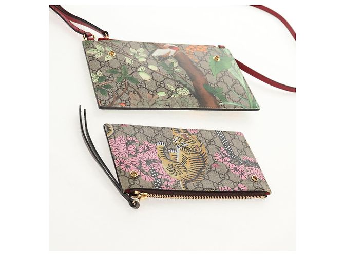 Gucci Borsa a fiori GG Supreme Bengal Tiger in PVC beige e oro 454111 Auth 154913SAM D'oro - vista 24