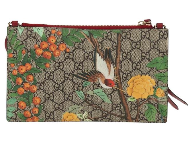 Gucci Borsa a fiori GG Supreme Bengal Tiger in PVC beige e oro 454111 Auth 154913SAM D'oro - vista 3