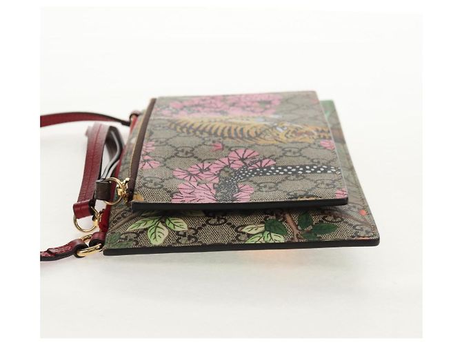 Gucci Borsa a fiori GG Supreme Bengal Tiger in PVC beige e oro 454111 Auth 154913SAM D'oro - vista 4