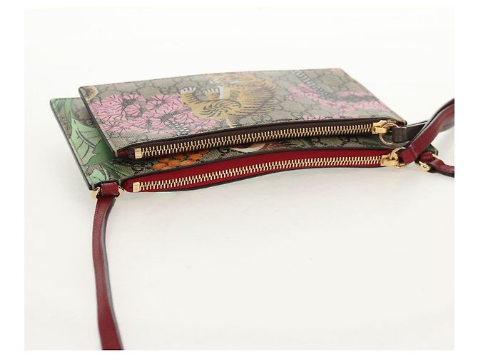 Gucci Borsa a fiori GG Supreme Bengal Tiger in PVC beige e oro 454111 Auth 154913SAM D'oro - vista 6