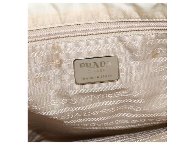 Borsa Tote PRADA Nylon Beige Argento Auth bs31362 - vista 16