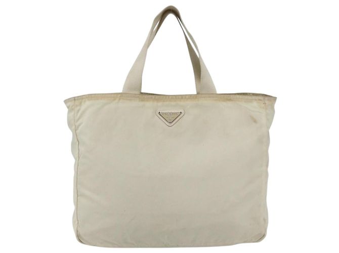Borsa Tote PRADA Nylon Beige Argento Auth bs31362 - vista 2