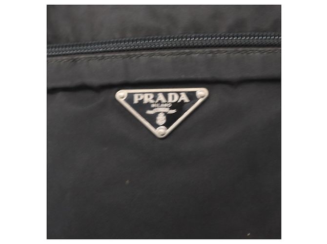 Sac à épaule PRADA en nylon noir argent authentique 151729 Argenté - vue 14