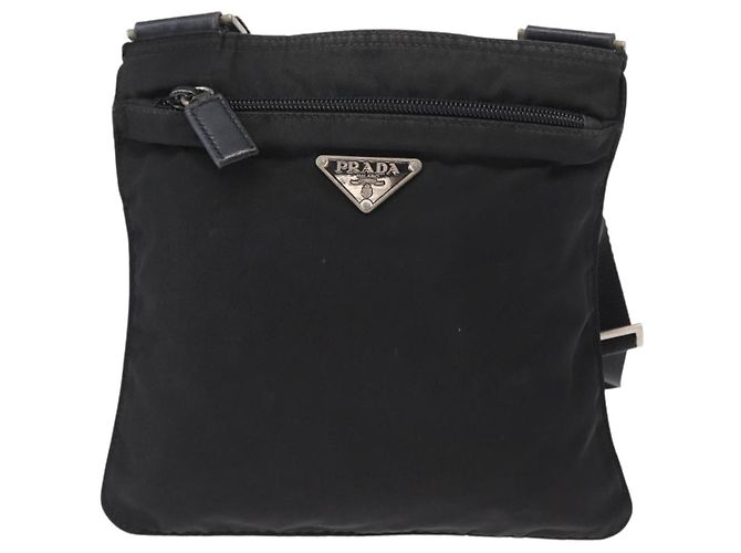 Sac à épaule PRADA en nylon noir argent authentique 151729 Argenté - vue 2