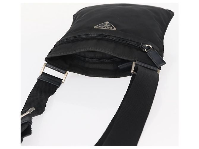 Sac à épaule PRADA en nylon noir argent authentique 151729 Argenté - vue 6