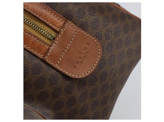 Céline Bolsa de mão em lona Macadam CELINE em couro PVC marrom e dourado Auth ka572 - vista 14