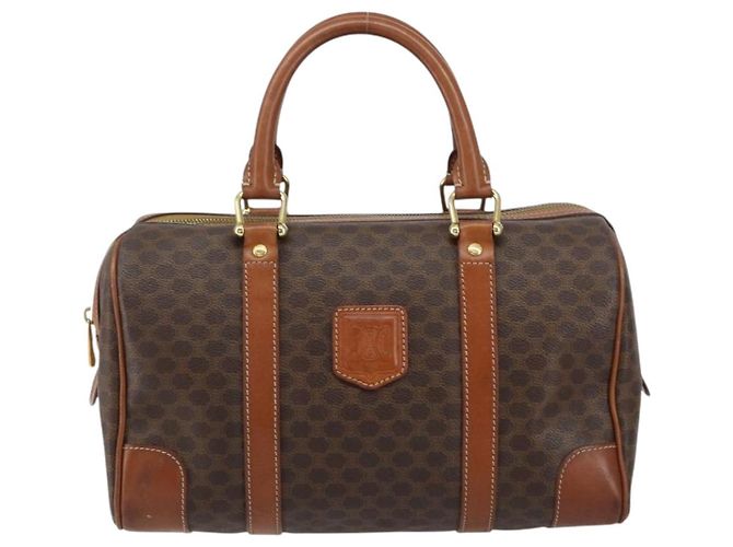 Céline Bolsa de mão em lona Macadam CELINE em couro PVC marrom e dourado Auth ka572 - vista 2