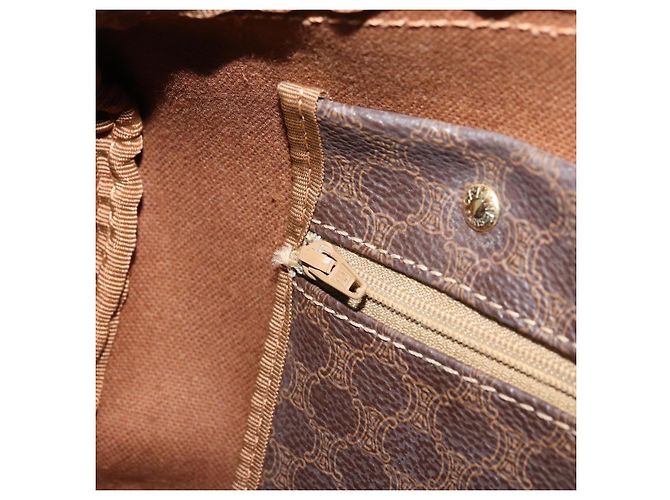 Céline Bolsa de mão em lona Macadam CELINE em couro PVC marrom e dourado Auth ka572 - vista 20