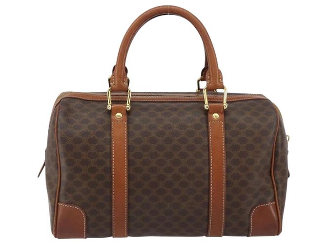 Céline Bolsa de mão em lona Macadam CELINE em couro PVC marrom e dourado Auth ka572 - vista 3