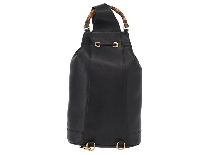 Borsa a corpo in pelle Gucci Bamboo nera e oro 003 2113 0036 Auth ka581 Nero D'oro - vista 3