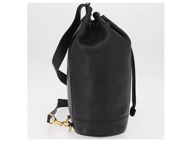 Borsa a corpo in pelle Gucci Bamboo nera e oro 003 2113 0036 Auth ka581 Nero D'oro - vista 5