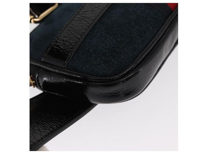 GUCCI Marsupio Sherry Line Camoscio Smalto Blu navy oro 519308 Auth mr1606 - vista 11