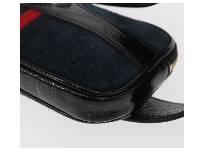 GUCCI Marsupio Sherry Line Camoscio Smalto Blu navy oro 519308 Auth mr1606 - vista 12