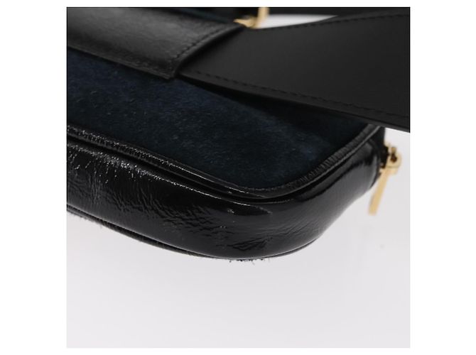 GUCCI Marsupio Sherry Line Camoscio Smalto Blu navy oro 519308 Auth mr1606 - vista 14