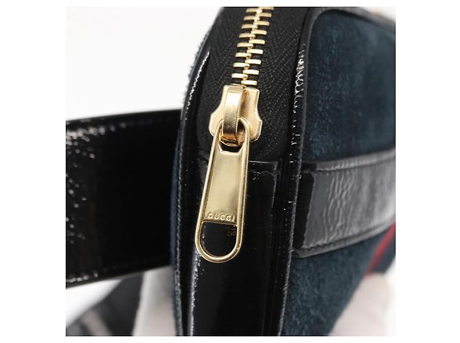 GUCCI Marsupio Sherry Line Camoscio Smalto Blu navy oro 519308 Auth mr1606 - vista 16