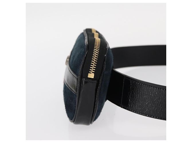 GUCCI Marsupio Sherry Line Camoscio Smalto Blu navy oro 519308 Auth mr1606 - vista 4