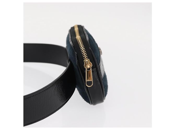 GUCCI Marsupio Sherry Line Camoscio Smalto Blu navy oro 519308 Auth mr1606 - vista 5