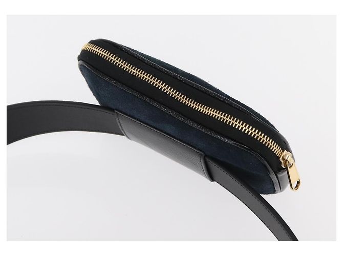 GUCCI Marsupio Sherry Line Camoscio Smalto Blu navy oro 519308 Auth mr1606 - vista 6