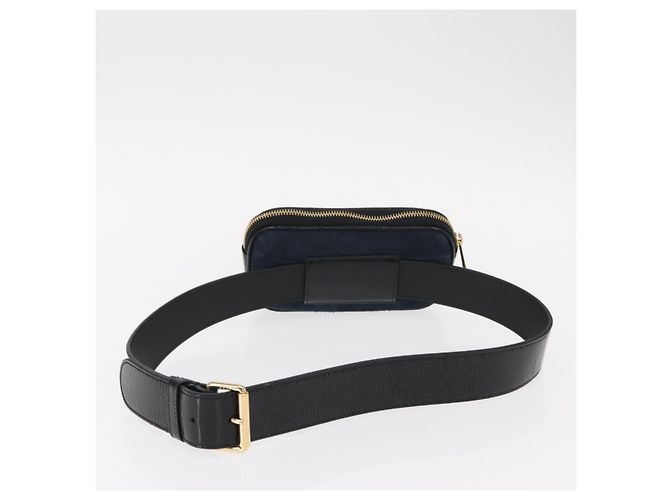 GUCCI Marsupio Sherry Line Camoscio Smalto Blu navy oro 519308 Auth mr1606 - vista 7