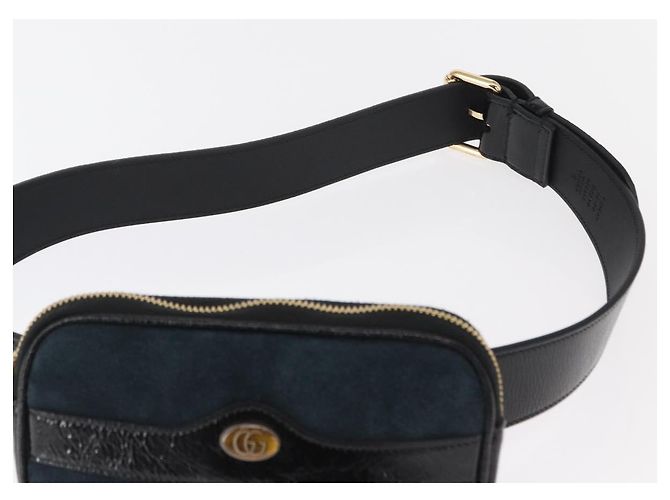 GUCCI Marsupio Sherry Line Camoscio Smalto Blu navy oro 519308 Auth mr1606 - vista 8