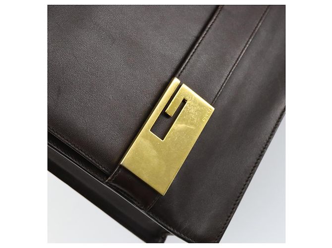 GUCCI Schultertasche aus braunem Leder mit Gold 001 1274 1874 Auth am9820 Golden - Ansicht 14
