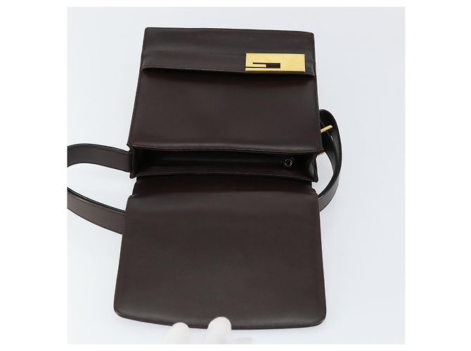 GUCCI Schultertasche aus braunem Leder mit Gold 001 1274 1874 Auth am9820 Golden - Ansicht 15