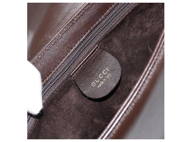 GUCCI Schultertasche aus braunem Leder mit Gold 001 1274 1874 Auth am9820 Golden - Ansicht 16