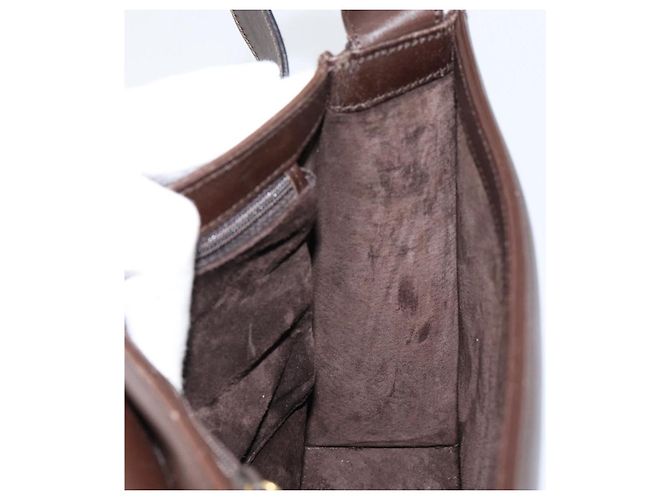 GUCCI Schultertasche aus braunem Leder mit Gold 001 1274 1874 Auth am9820 Golden - Ansicht 18