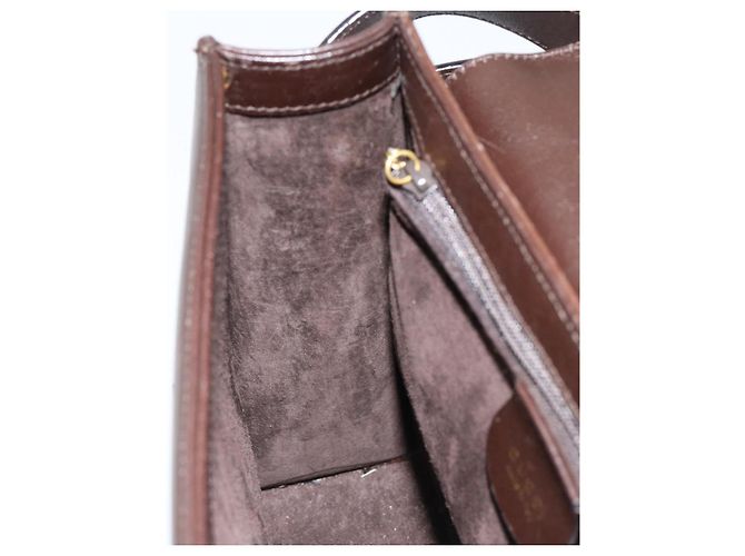 GUCCI Schultertasche aus braunem Leder mit Gold 001 1274 1874 Auth am9820 Golden - Ansicht 19