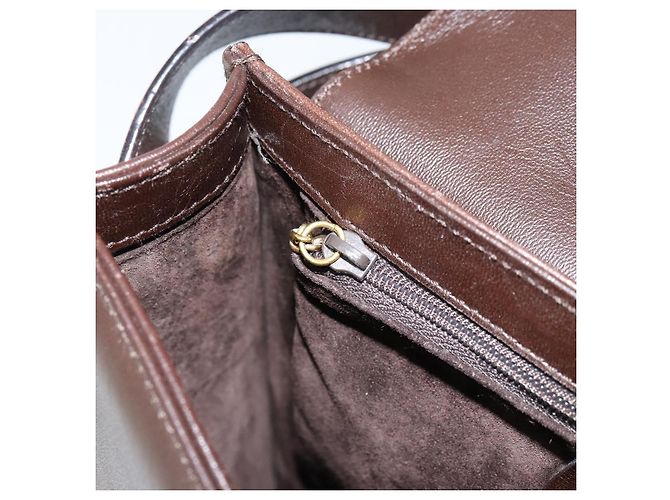 GUCCI Schultertasche aus braunem Leder mit Gold 001 1274 1874 Auth am9820 Golden - Ansicht 20